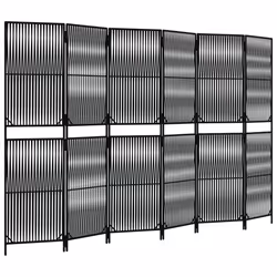 Divisorio per Ambienti a 6 Pannelli Nero in Polyrattancod mxl 109902 - Vista aggiuntiva 2