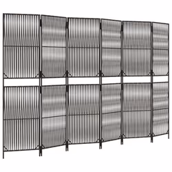 Divisorio per Ambienti a 6 Pannelli Grigio in Polyrattancod mxl 109901 - Vista aggiuntiva 2