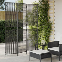 Divisorio per Ambienti a 3 Pannelli Nero in Polyrattan Vidaxl 96437