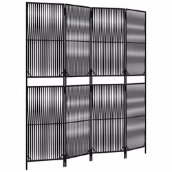Divisorio per Ambienti a 4 Pannelli Nero in Polyrattancod mxl 109903 - Vista aggiuntiva 2