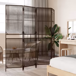 Divisorio per Ambienti a 4 Pannelli Marrone in Polyrattancod mxl 86729 - Vista aggiuntiva 3