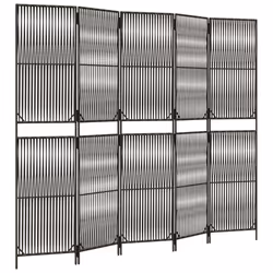 Divisorio per Ambienti a 5 Pannelli Grigio in Polyrattancod mxl 85931 - Vista aggiuntiva 2