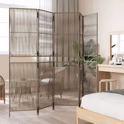 Divisorio per Ambienti a 5 Pannelli Grigio in Polyrattancod mxl 85931 - Vista aggiuntiva 3