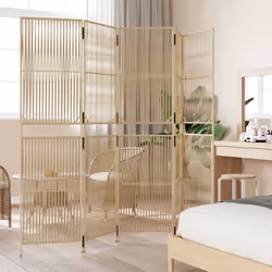 Divisorio per Ambienti a 5 Pannelli Beige in Polyrattancod mxl 109904 - Vista aggiuntiva 3