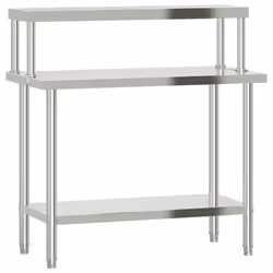 Tavolo Lavoro Cucina con Ripiano 110x55x120 cm Acciaio Inoxcod mxl 112087 - Vista aggiuntiva 2