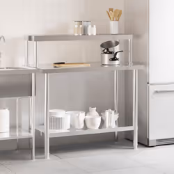 Tavolo Lavoro Cucina con Ripiano 110x55x120 cm Acciaio Inoxcod mxl 112087 - Vista aggiuntiva 3