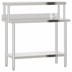 Tavolo Lavoro Cucina con Ripiano 110x55x120 cm Acciaio Inoxcod mxl 88056 - Vista aggiuntiva 2