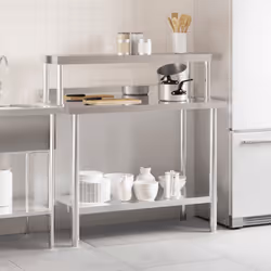 Tavolo Lavoro Cucina con Ripiano 110x55x120 cm Acciaio Inoxcod mxl 88056 - Vista aggiuntiva 3