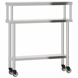 Tavolo Lavoro Cucina con Ripiano 110x30x120 cm Acciaio Inoxcod mxl 112086 - Vista aggiuntiva 2