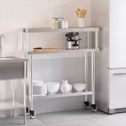 Tavolo Lavoro Cucina con Ripiano 110x30x120 cm Acciaio Inoxcod mxl 112086 - Vista aggiuntiva 3
