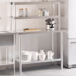 Questo tavolo da lavoro da cucina è perfetto per la preparazione e la conservazione degli alimenti ed è ideale per bar, risto ...