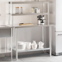 Tavolo Lavoro Cucina con Ripiano 110x55x150 cm Acciaio Inox Vidaxl 39695