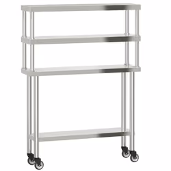 Tavolo Lavoro Cucina con Ripiano 110x30x150 cm Acciaio Inoxcod mxl 88203 - Vista aggiuntiva 2