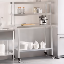 Questo tavolo da lavoro da cucina è perfetto per la preparazione e la conservazione degli alimenti ed è ideale per bar, risto ...