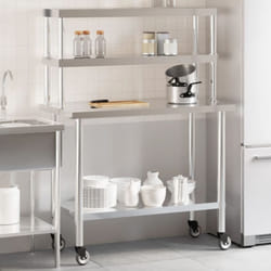 Tavolo Lavoro Cucina con Ripiano 110x55x150 cm Acciaio Inox Vidaxl 75803