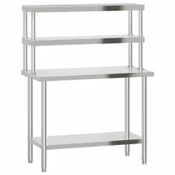 Tavolo Lavoro Cucina con Ripiano 110x55x150 cm Acciaio Inoxcod mxl 88101 - Vista aggiuntiva 2