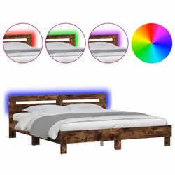 vidaXL Giroletto con Testiera e LED Rovere Fumo 200x200 cm - Vista aggiuntiva 2