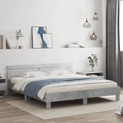 Giroletto con Testiera e LED Grigio Cemento 160x200 cmcod mxl 133990