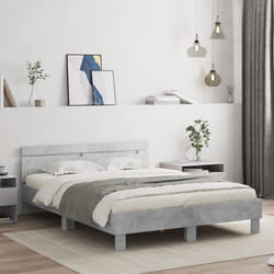 Giroletto con Testiera e LED Grigio Cemento 140x200 cmcod mxl 133994