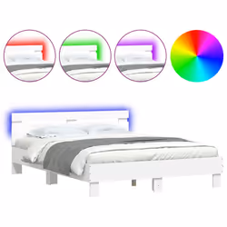 vidaXL Giroletto con Testiera e LED Bianco 140x190 cm - Vista aggiuntiva 2