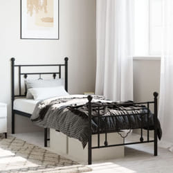 Giroletto con Testiera e Pediera Metallo Nero 75x190 cm Vidaxl 64828