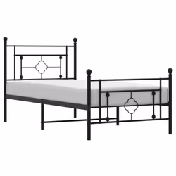 Giroletto con Testiera e Pediera Metallo Nero 90x190 cmcod mxl 109686 - Vista aggiuntiva 2