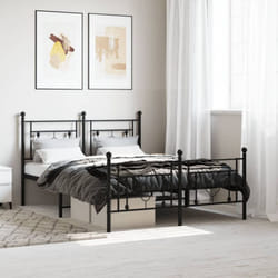 Giroletto con Testiera e Pediera Metallo Nero 140x190 cm Vidaxl 77172
