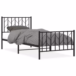 Giroletto con Testiera e Pediera Metallo Nero 90x190 cmcod mxl 85641 - Vista aggiuntiva 2