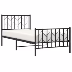 Giroletto con Testiera e Pediera Metallo Nero 90x190 cmcod mxl 85641 - Vista aggiuntiva 3