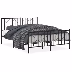 vidaXL Giroletto con Testiera e Pediera Metallo Nero 135x190 cm - Vista aggiuntiva 2