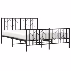 vidaXL Giroletto con Testiera e Pediera Metallo Nero 135x190 cm - Vista aggiuntiva 3
