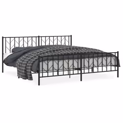 Giroletto con Testiera e Pediera Metallo Nero 200x200 cmcod mxl 133601 - Vista aggiuntiva 2