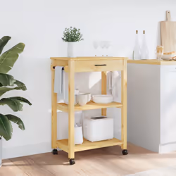 Carrello da Cucina MONZA 60x40x90 cm in Legno Massello di Pinocod mxl 86649 - Vista aggiuntiva 3