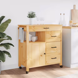 vidaXL Carrello da Cucina MONZA 84x40x90 cm in Legno Massello di Pino - Vista aggiuntiva 3