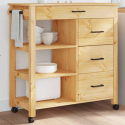 Carrello da Cucina monza 84x40x90 cm in Legno Massello di Pino Vidaxl 93924