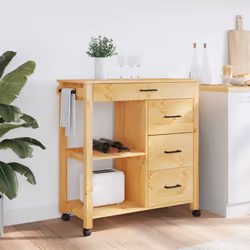 Carrello da Cucina MONZA 84x40x90 cm in Legno Massello di Pinocod mxl 134651 - Vista aggiuntiva 3