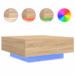 Tavolino da Soggiorno con Luci LED Rovere Sonoma 80x80x31 cmcod mxl 134046 - Vista aggiuntiva 2