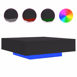 vidaXL Tavolino da Soggiorno con Luci LED Nero 100x100x31 cm - Vista aggiuntiva 2