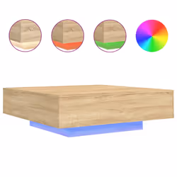 Tavolino da Soggiorno con Luci LED Rovere Sonoma 100x100x31 cmcod mxl 86077 - Vista aggiuntiva 2