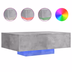 vidaXL Tavolino da Soggiorno con Luci LED Grigio Cemento 85x55x31 cm - Vista aggiuntiva 2