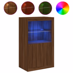 vidaXL Armadietto con Luci LED Rovere Marrone in Legno Multistrato - Vista aggiuntiva 2
