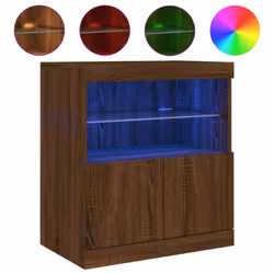 vidaXL Credenza con Luci LED Rovere Marrone 60x37x67 cm - Vista aggiuntiva 2