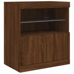 vidaXL Credenza con Luci LED Rovere Marrone 60x37x67 cm - Vista aggiuntiva 3