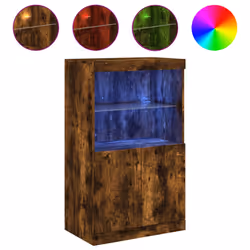 vidaXL Credenza con Luci LED Rovere Fumo 60,5x37x100 cm - Vista aggiuntiva 2
