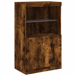 vidaXL Credenza con Luci LED Rovere Fumo 60,5x37x100 cm - Vista aggiuntiva 3