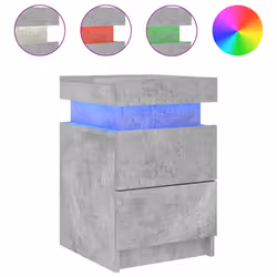 vidaXL Comodino con Luci LED Grigio Cemento 35x39x55 cm - Vista aggiuntiva 2