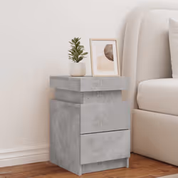 vidaXL Comodino con Luci LED Grigio Cemento 35x39x55 cm - Vista aggiuntiva 3