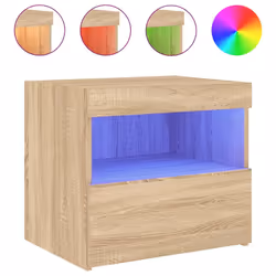 vidaXL Comodino con Luci LED Rovere Sonoma 50x40x45 cm - Vista aggiuntiva 2