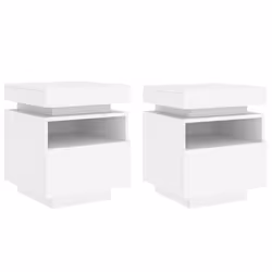 Comodini con Luci LED 2pz Bianchi 40x39x48,5 cmcod mxl 132785 - Vista aggiuntiva 2