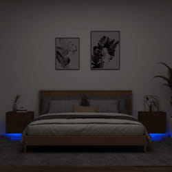 Vidaxl - Comodini a Parete con luci led 2 pz Rovere Marrone 14292